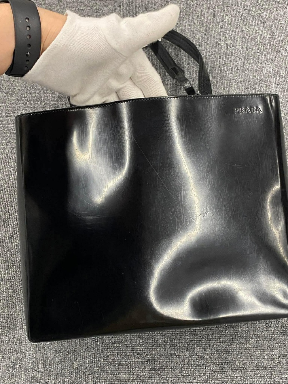 Prada Shiny Black Patent Shoulder Bag